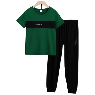 GREEN PANEL TROUSER SET