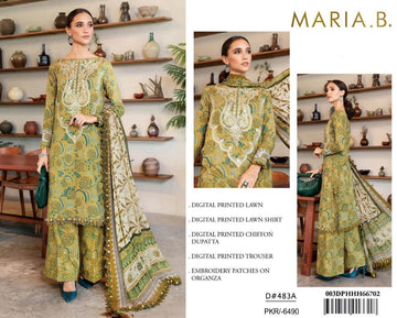 Maria B 3PC Embroidered Lawn Suit