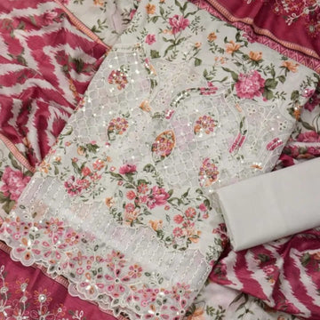 ❁Bin Saeed Fancy Luxury Embroidery Chickenkari 3PICES Lawn COLLECTION❁