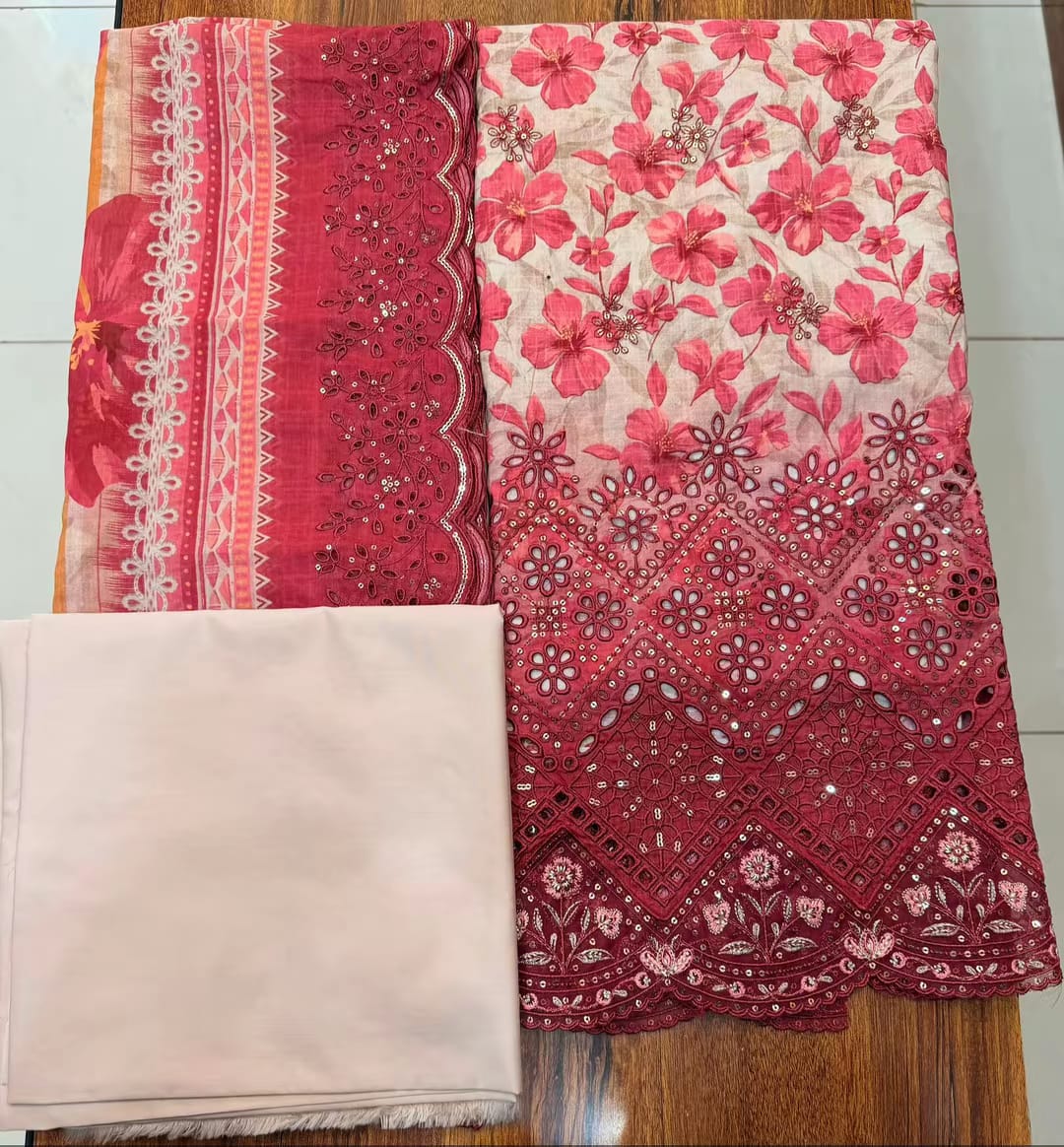 ❁Bin Saeed Fancy Luxury Embroidery Chickenkari 3PICES Lawn COLLECTION❁