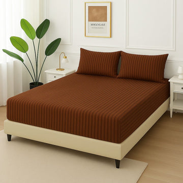 BROWN STRIPES- Fitted Bedsheet Set