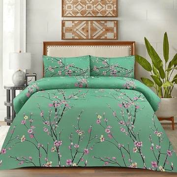 Floral Duck Egg-Bed Sheet Set
