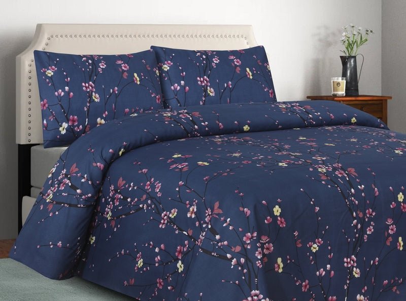 Floral Navy-Bed Sheet Set