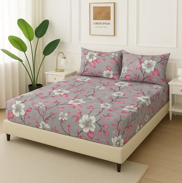 Pink Lilies -Fitted Bedsheet Set